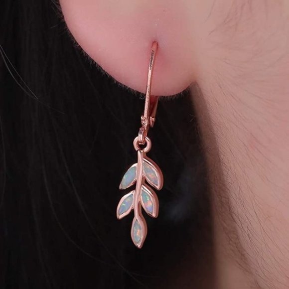 Rose Gold Opal Earrings - Picture 1 of 5